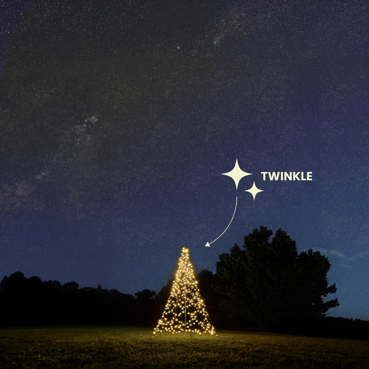Fairybell Standaard | 3 meter | 480 LED-lampjes | Inclusief mast | Warm wit | Twinkle | Pre-order