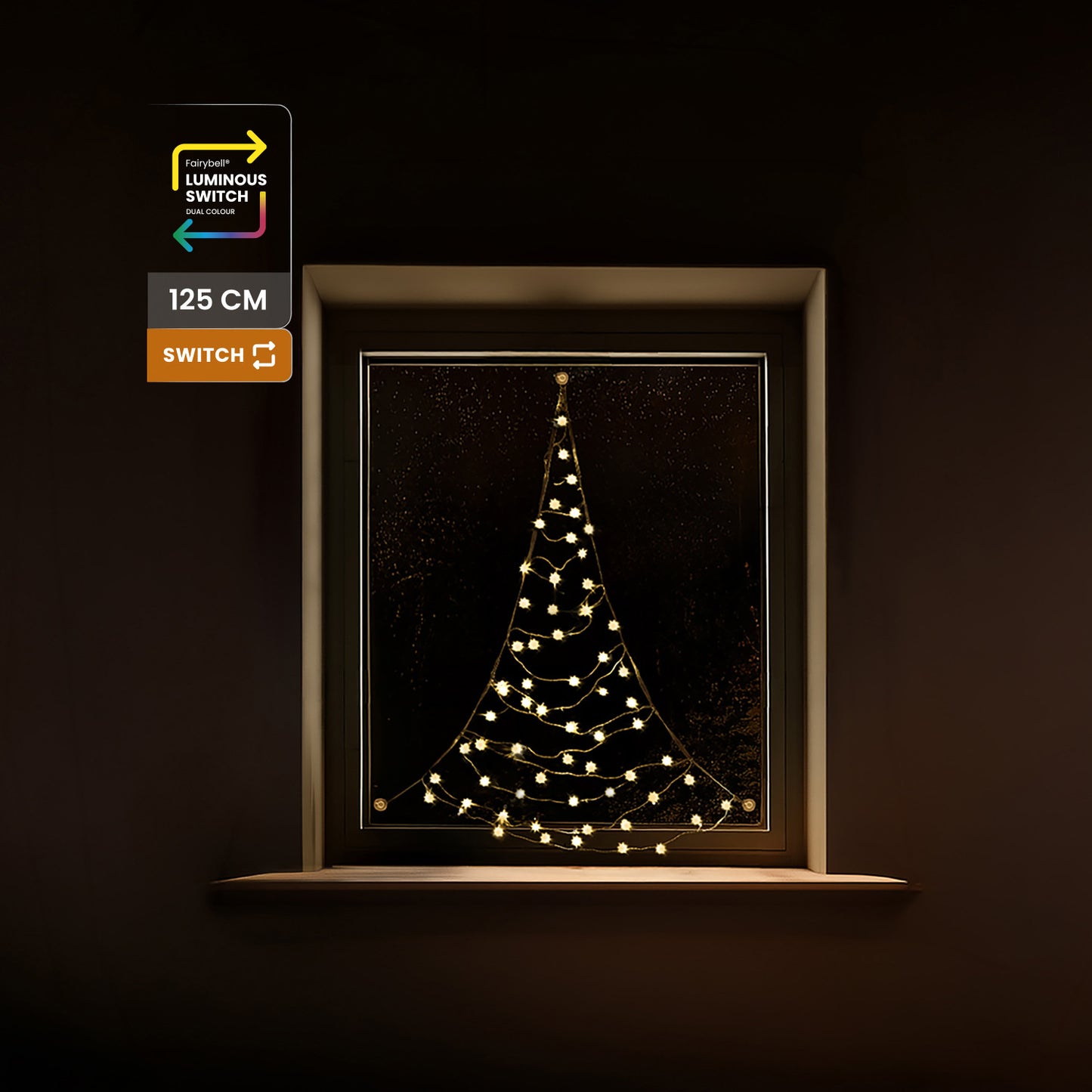 Fairybell Premium | Window Christmas Tree | 1.25 metre | 64 LED lights | Luminous Switch |