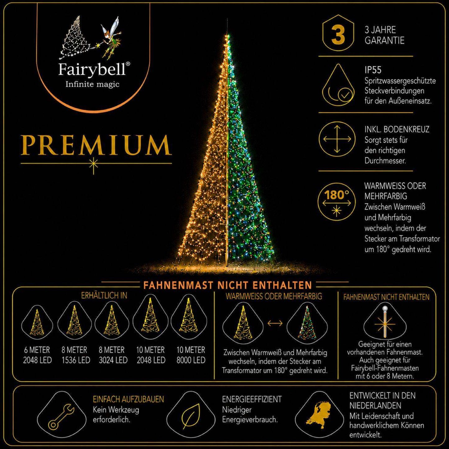 Fairybell Premium | 6 Meter | 2048 LED-Lichter | Luminous Switch |
