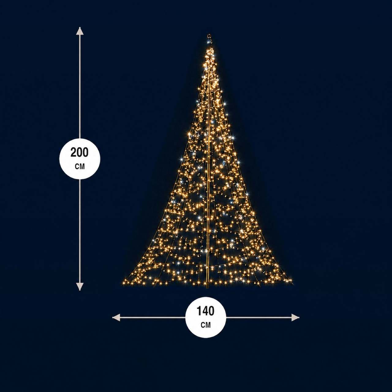 Fairybell Stand-alone Tree | 2 Metre | 300 LED lights | Incl. mast | Warm white | Twinkle