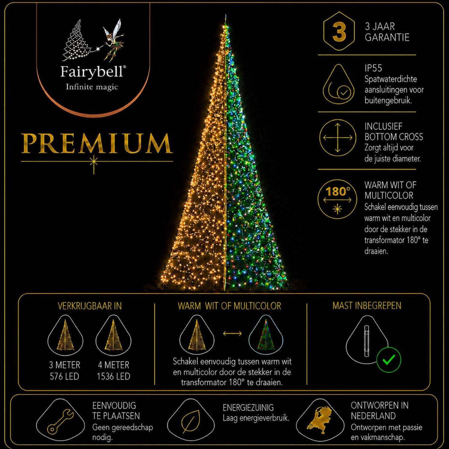 Fairybell Premium | 4 Meter | 1536 LED-Lichter | Luminous Switch |