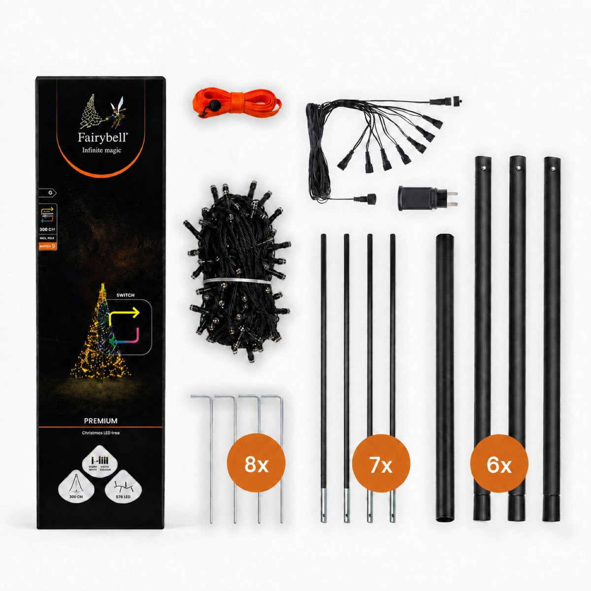 Fairybell Premium | 3 meter | 576 LED-lampjes | Inclusief mast | Luminous Switch | Pre-order