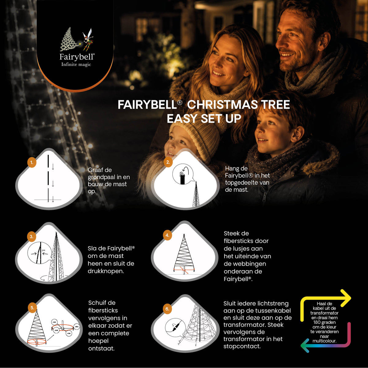 Fairybell Premium | 4 meter | 1536 LED-lampjes | Inclusief mast | Luminous Switch | Pre-order