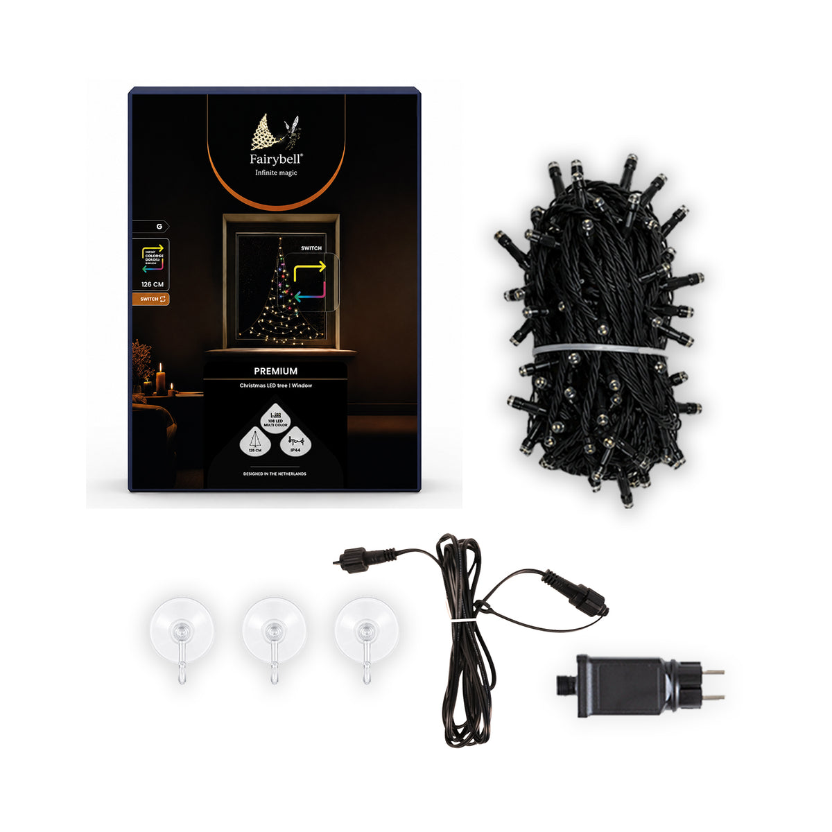 Fairybell Premium | Raamkerstboom | 1,25 meter | 64 LED-lampjes | Luminous Switch | Pre-order