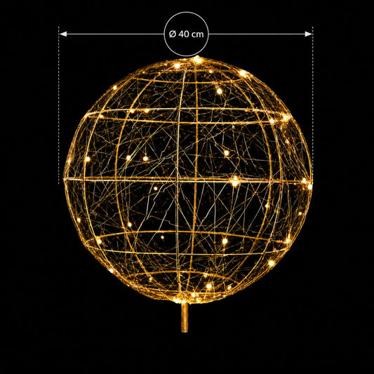 Dimension drawing of the Fairybell gold topper ball in warm white with a 40 cm diameter