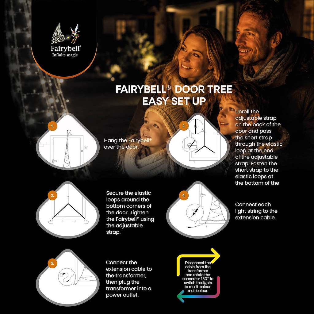 Fairybell Premium | Tür-Weihnachtsbaum | 2,1 Meter | 120 LED-Lichter | Luminous Switch |